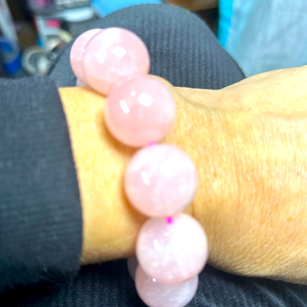 Beautiful rose quartz crystal bracelets beaded sphere Madagascar, new  20 mm